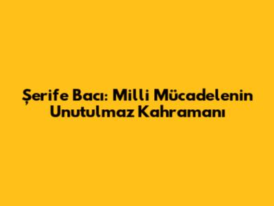 Şerife Bacı: Milli Mücadelenin Unutulmaz Kahramanı