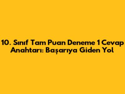 10. Sınıf Tam Puan Deneme 1 Cevap Anahtarı: Başarıya Giden Yol