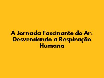 A Jornada Fascinante do Ar: Desvendando a Respiração Humana