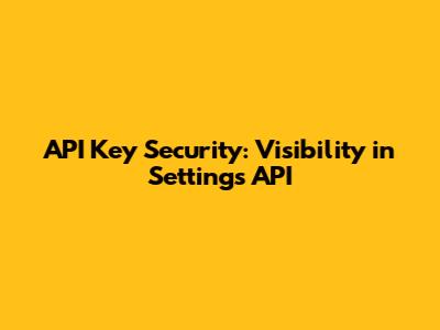 API Key Security: Visibility in Settings API