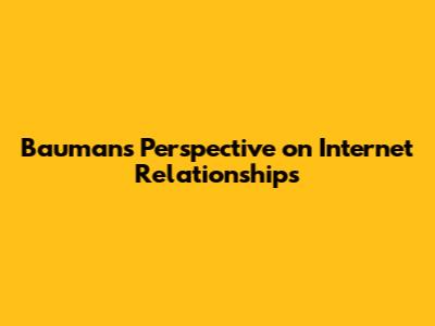 Bauman's Perspective on Internet Relationships