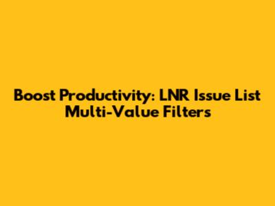 Boost Productivity: LNR Issue List Multi-Value Filters