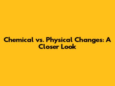 Chemical vs. Physical Changes: A Closer Look
