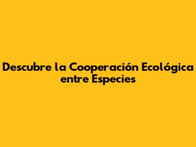 Descubre la Cooperación Ecológica entre Especies