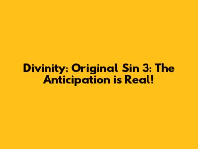 Divinity: Original Sin 3: The Anticipation is Real!