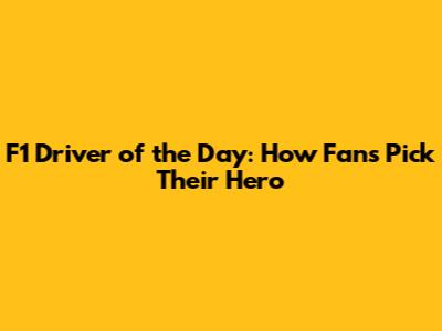 F1 Driver of the Day: How Fans Pick Their Hero