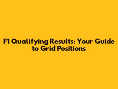 F1 Qualifying Results: Your Guide to Grid Positions
