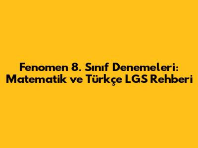 Fenomen 8. Sınıf Denemeleri: Matematik ve Türkçe LGS Rehberi