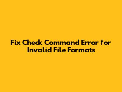Fix Check Command Error for Invalid File Formats