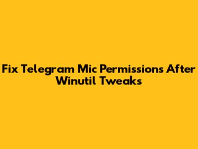 Fix Telegram Mic Permissions After Winutil Tweaks