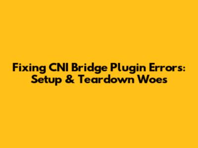 Fixing CNI Bridge Plugin Errors: Setup & Teardown Woes