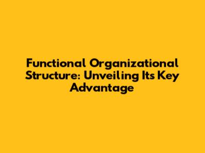 Functional Organizational Structure: Unveiling Its Key Advantage