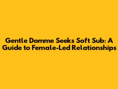 Gentle Domme Seeks Soft Sub: A Guide to Female-Led Relationships