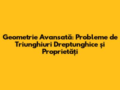 Geometrie Avansată: Probleme de Triunghiuri Dreptunghice și Proprietăți