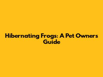 Hibernating Frogs: A Pet Owner's Guide