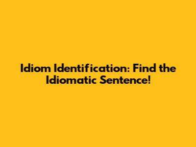 Idiom Identification: Find the Idiomatic Sentence!