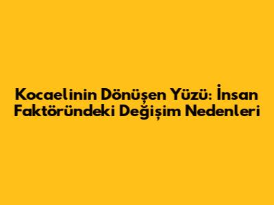 Kocaeli'nin Dönüşen Yüzü: İnsan Faktöründeki Değişim Nedenleri