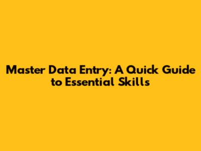 Master Data Entry: A Quick Guide to Essential Skills