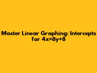 Master Linear Graphing: Intercepts for 4x=8y+8