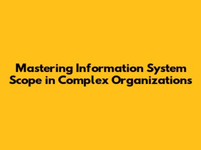 Mastering Information System Scope in Complex Organizations