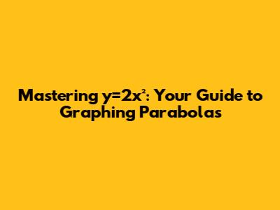 Mastering y=2x²: Your Guide to Graphing Parabolas