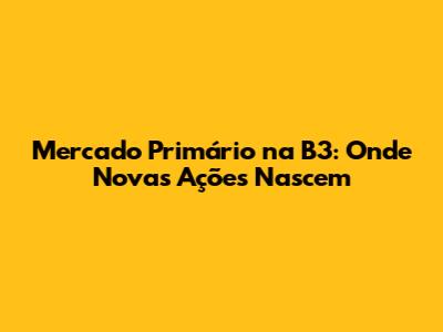 Mercado Primário na B3: Onde Novas Ações Nascem