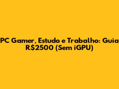PC Gamer, Estudo e Trabalho: Guia R$2500 (Sem iGPU)