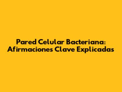 Pared Celular Bacteriana: Afirmaciones Clave Explicadas