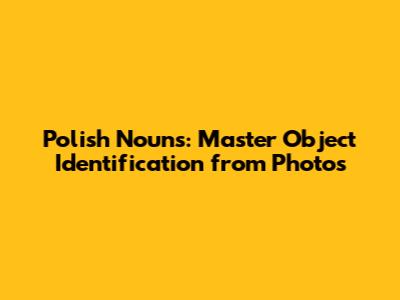 Polish Nouns: Master Object Identification from Photos