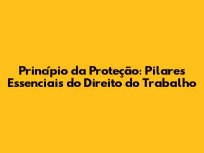 Princípio da Proteção: Pilares Essenciais do Direito do Trabalho