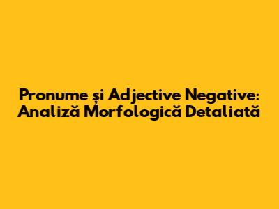 Pronume și Adjective Negative: Analiză Morfologică Detaliată