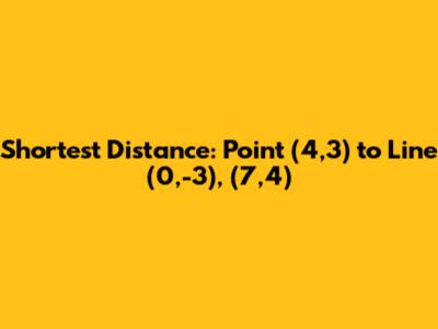 Shortest Distance: Point (4,3) to Line (0,-3), (7,4)