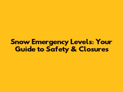 Snow Emergency Levels: Your Guide to Safety & Closures