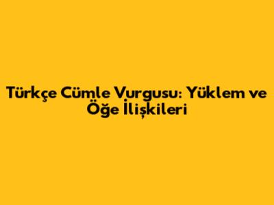 Türkçe Cümle Vurgusu: Yüklem ve Öğe İlişkileri
