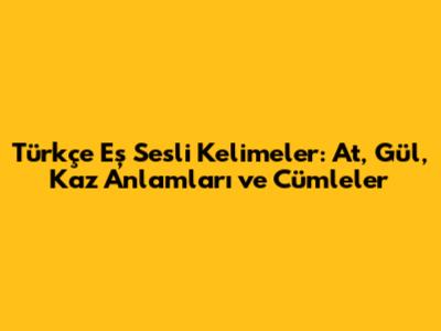 Türkçe Eş Sesli Kelimeler: At, Gül, Kaz Anlamları ve Cümleler