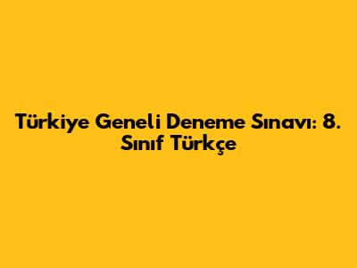 Türkiye Geneli Deneme Sınavı: 8. Sınıf Türkçe