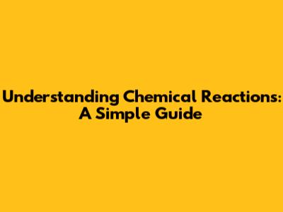 Understanding Chemical Reactions: A Simple Guide