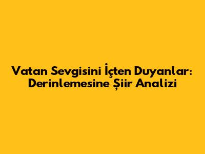 Vatan Sevgisini İçten Duyanlar: Derinlemesine Şiir Analizi