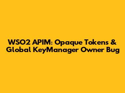WSO2 APIM: Opaque Tokens & Global KeyManager Owner Bug