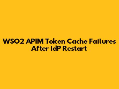 WSO2 APIM Token Cache Failures After IdP Restart