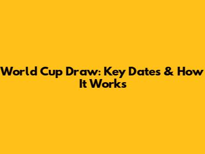 World Cup Draw: Key Dates & How It Works